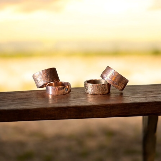 Handcrafted Copper Coin Rings - Pure copper artisan jewelry